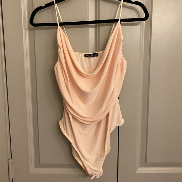 Cowl Neck Bodysuit in Light Pink/Peach - Picture 2 of 6
